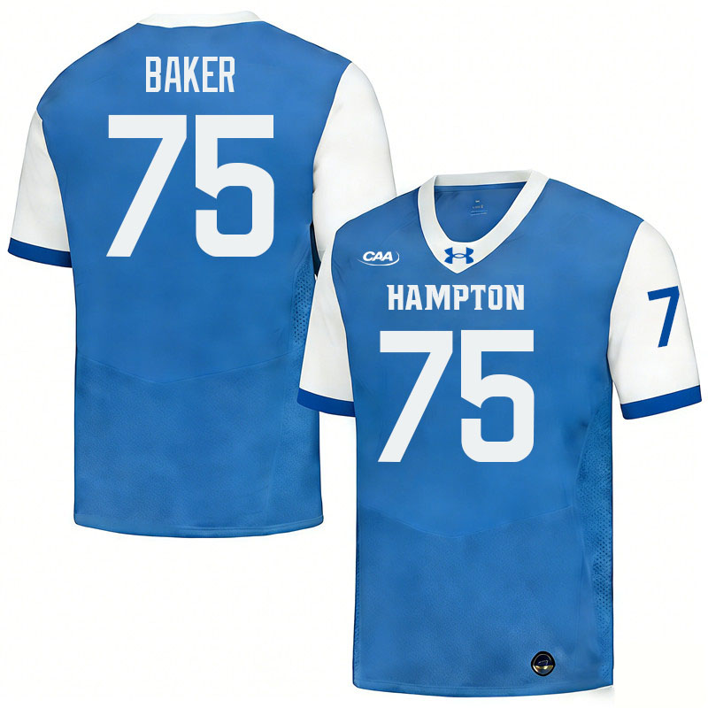 Hampton Pirates #75 Chris Baker College Football Jerseys,Uniforms-Blue
